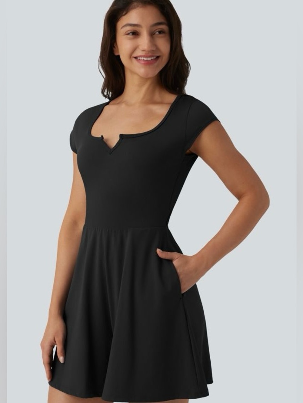 NWT Halara SoftlyZero Airy Short Sleeve Instant Cool Yoga Romper Black L Regular